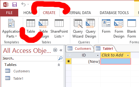 Create Tab and Table icon