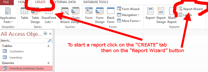 starting the Report Wizard